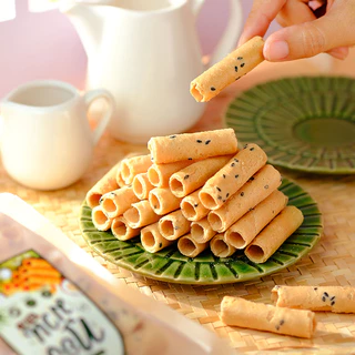 ทองม้วนกะทิ กรอบบาง หอมกะทิแท้ เคี้ยวเพลิน สูตรกะทิแท้ กรอบ หอม มัน อร่อยลงตัว