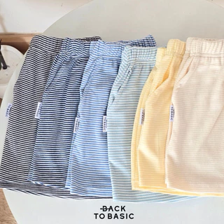 รีสต๊อก เติมสี [BackToBasic] กางเกงขาสั้นผู้หญิงใส่อยู่บ้าน ลายริ้ว ใส่นอน มีกระเป๋า ผ้าหนานุ่ม ใส่สบายมากๆ
