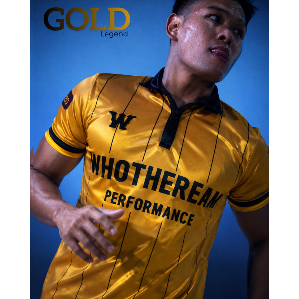 WHOTHEREAM Gold elite legend (shirt) performance ผ้าเงาสีทองรุ่นในตำนาน