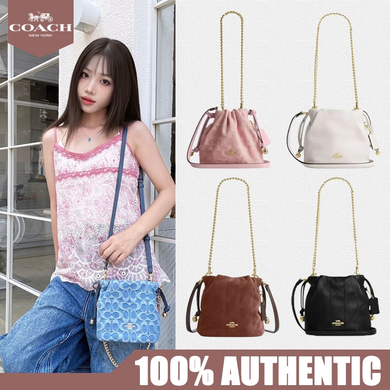 ของแท้ 100% COACH Faye MINI กระเป๋าสะพายไหล่ทรงถังน้ำ เปิดปิดด้วยแม่เหล็ก