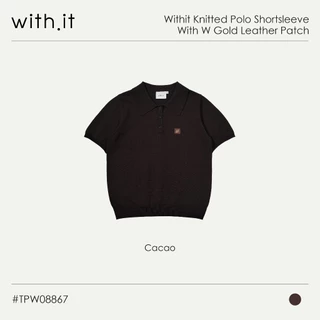 Withit Knitted Polo Shortsleeve With W Gold Leather Patch เสื้ือโปโลแขนสั้นปักโลโก้หนังวิทอิท - TPW08867