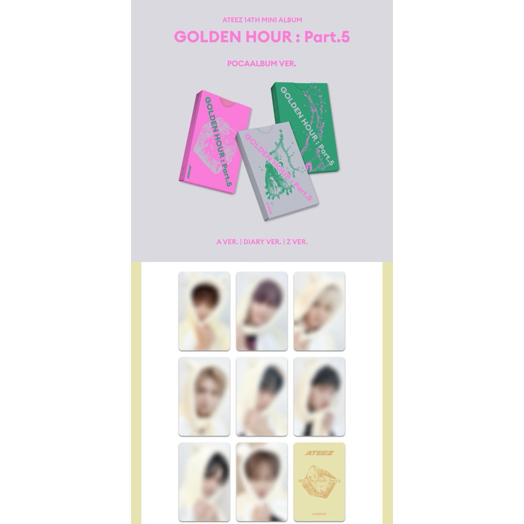 (พร้อมส่ง🇹🇭) เลือกเมมเบอร์ POB ATEEZ GOLDEN HOUR : Part 5 POCAALBUM  + POB CARDS hamster 🐹VER.