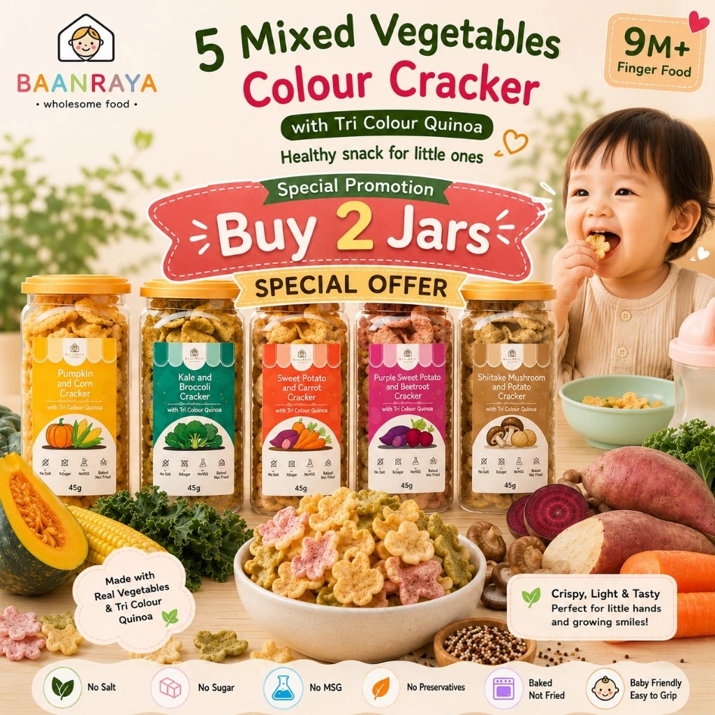 🔥*Promotion*🔥🥦ข้าวเกรียบผัก🥕+ควินัว+น้ำซุปไก่🐔 ไม่ปรุงรส 9M+ Finger Food BLW มีไฟเบอร์ ขนมเด็ก Baan Raya