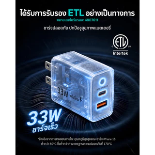หัวชาร์จเร็ว GaN 33W USB C PD Fast Charger 2 พอร์ต USB-A+Type-C รองรับทุกรุ่น
