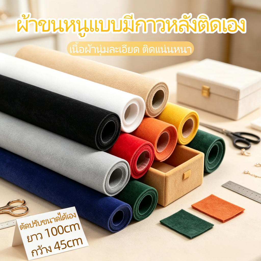 ผ้าสักหลาดมีกาวในตัว ขนาด 100*45 ซม. มี 4 สี ติดตั้งง่าย ตัดแต่งปรับขนาดได้เอง