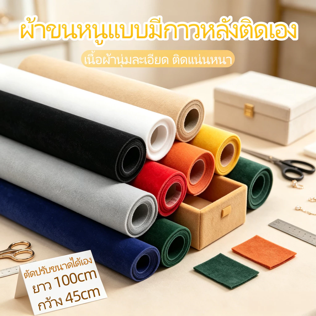 ผ้าสักหลาดมีกาวในตัว ขนาด 100*45 ซม. มี 4 สี ติดตั้งง่าย ตัดแต่งปรับขนาดได้เอง
