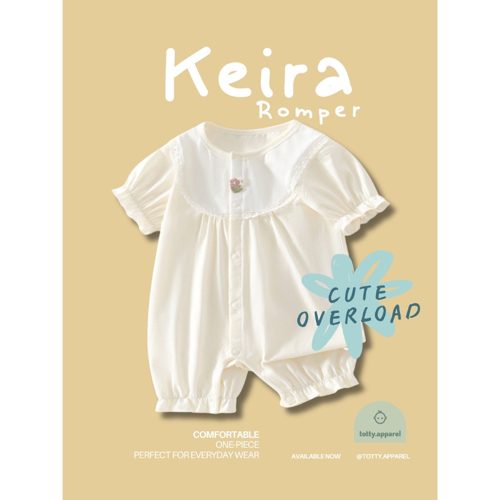 totty.apparel ชุดรอมเปอร์เด็กอ่อน 3-6/6-9 เดือนสีพื้น กระดุมผ่าหน้า รุ่น Keira (0229)