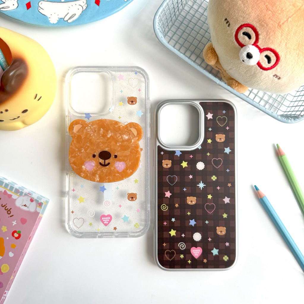 Magnetic iPhone Case เคสแม่เหล็กขอบยางนิ่ม ลายหมีวิ้บวับ | ใช้งานกับ Griptok แม่เหล็กได้