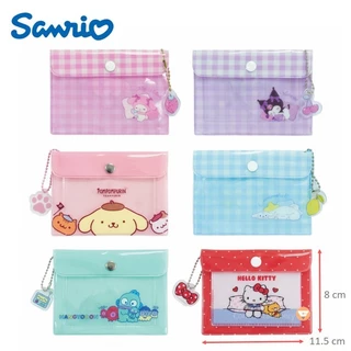 กระเป๋าใบเล็ก ลาย Sanrio ลิขสิทธิ์แท้ ติดกระดุม รุ่น 011 ขนาด 8x11.5 ซม.ใส่เหรียญ Kitty เสียบบัตรได้