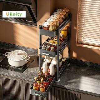 Lifinity ที่ใส่เครื่องปรุงในลิ้นชัก 2/3 ชั้น ตะแกรงสไลเดอร์แบบดึงออกง่าย สำหรับวางในช่องว่างเคาน์เตอร์​