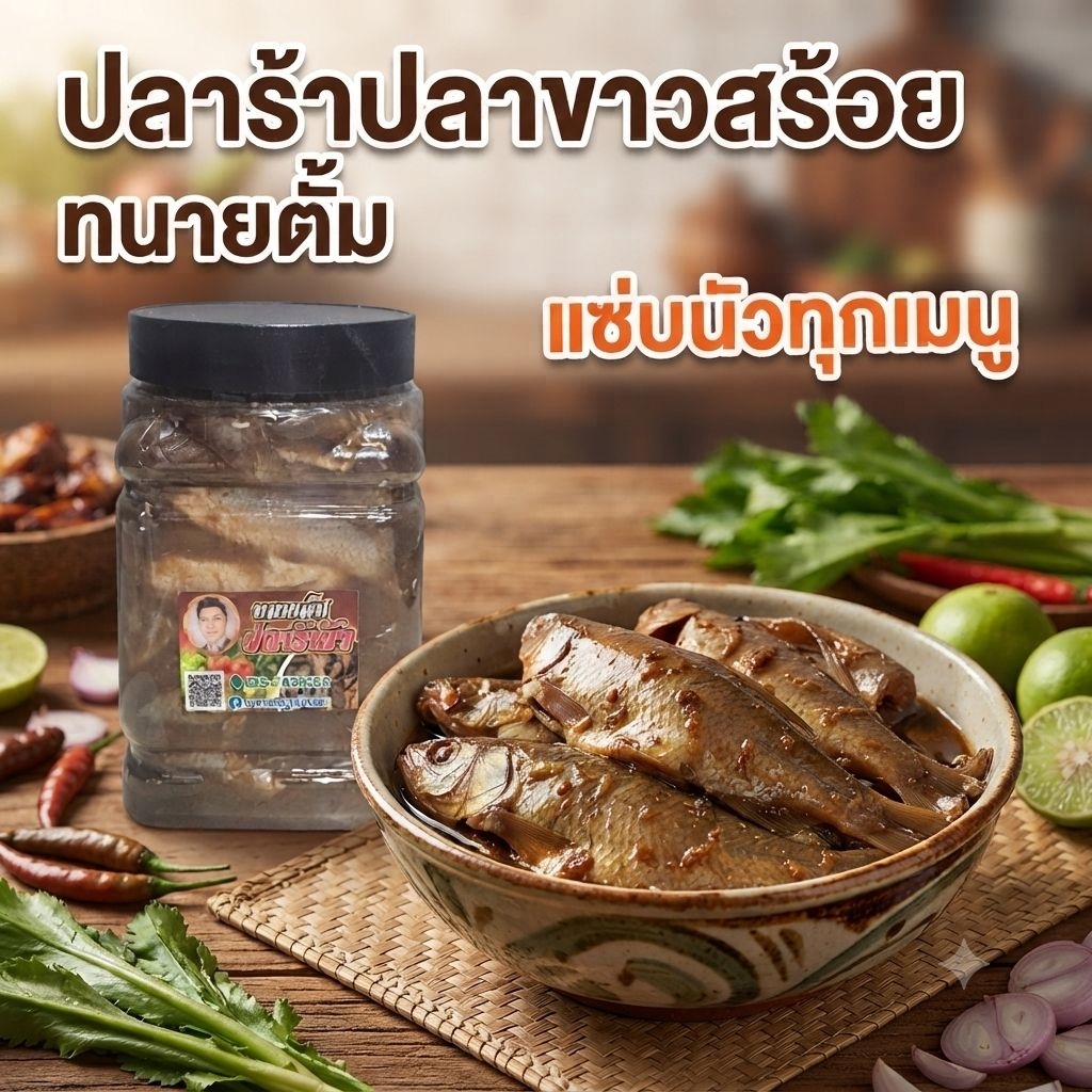 ปลาร้าสร้อยตัดหัว ทนายตั้ม ขนาดกระปุก 1 กิโลกรัม