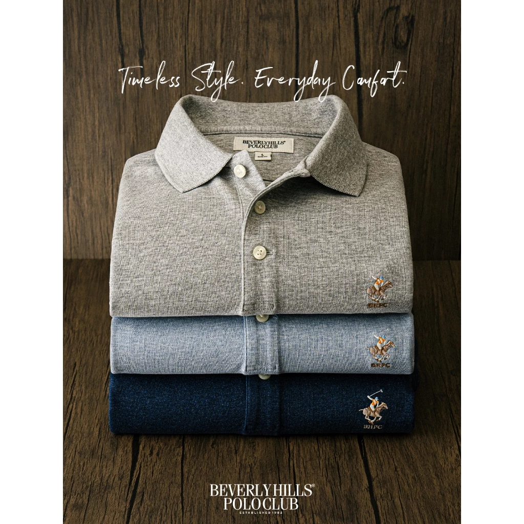 BEVERLY HILLS POLO CLUB เสื้อโปโลแขนสั้นผู้ชาย รุ่น BN2D023 (โลโก้ปักม้าเล็ก)