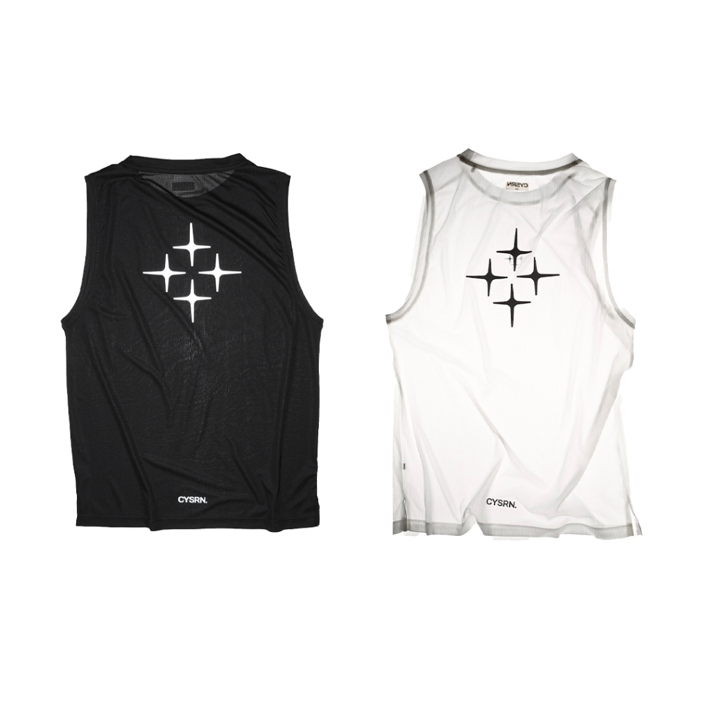 CYS Running sleeveless เสื้อวิ่งแขนกุด มี Reflective สะท้อนแสง ผ้าน้ำหนักเบา แห้งเร็ว สีขาว/สีดำ Unisex ss26/2