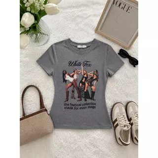 231-232 -233 รุ่นKaia (ไคอา) เสื้อยืดBaby Tee ทรงเข้ารูป ผ้าSlipCot (สลิปคอต) คอกลมแขนสั้น ลายกราฟิกสไตล์วินเทจ