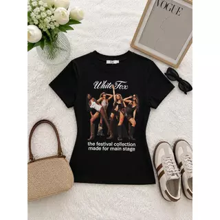 231-232 -233 รุ่นKaia (ไคอา) เสื้อยืดBaby Tee ทรงเข้ารูป ผ้าSlipCot (สลิปคอต) คอกลมแขนสั้น ลายกราฟิกสไตล์วินเทจ