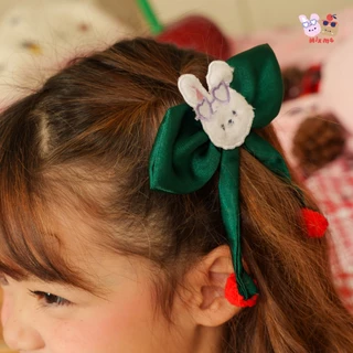 Mix Me ที่คาดผมผ้าขน ประดับวิปครีม / กิ๊ฟผ้า Satin ปักน้องกระต่าย ปอมๆ สีแดง เด็กหญิง เสื้อผ้าเด็ก รุ่น 500520/500521