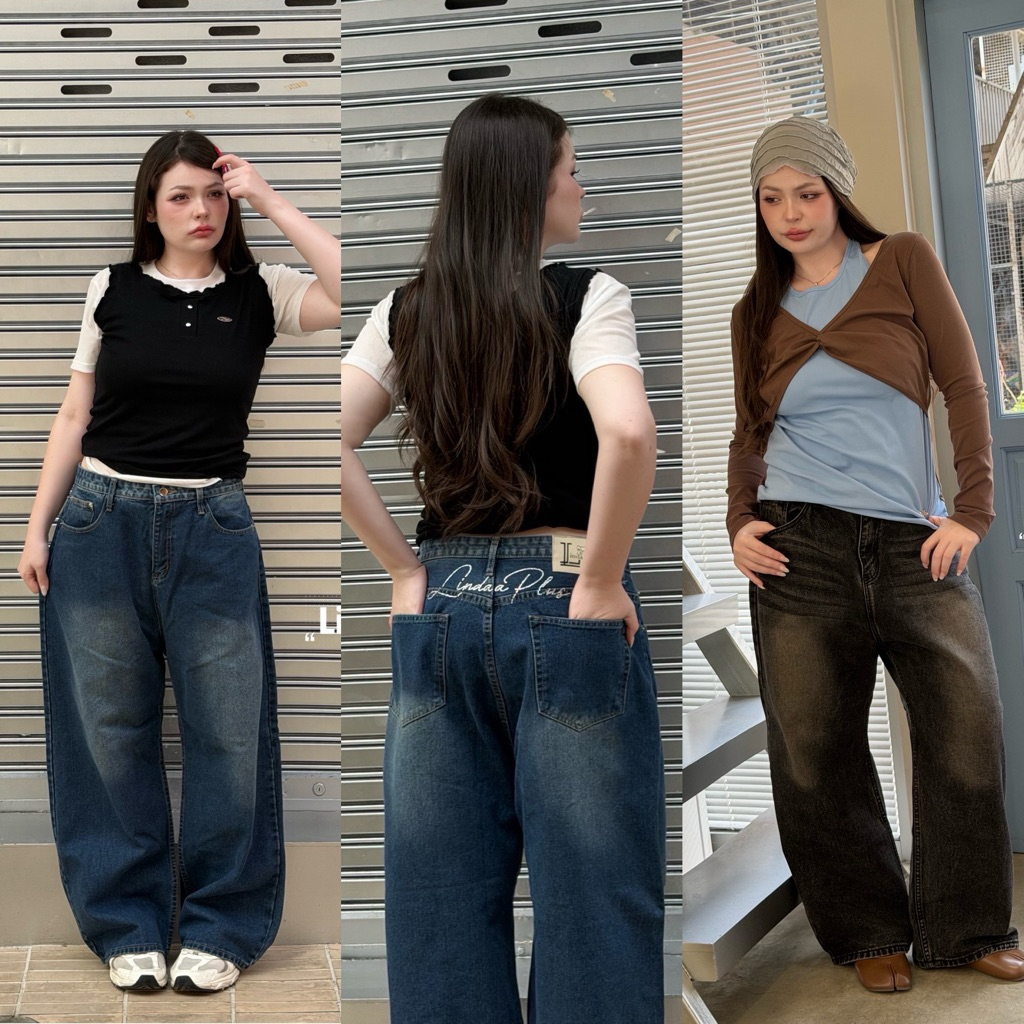 Chubby Supi - Carat Jeans กางเกงยีนส์ติดเพชร Lindaa Plus เอว34-46 (lin) กางเกงยีนส์สาวอวบ