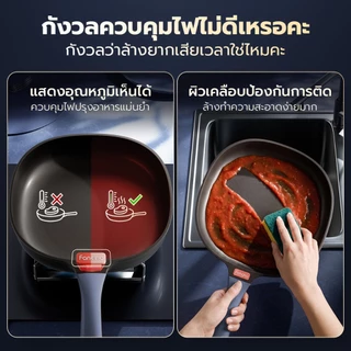 Fancino กระทะทอดไทเทเนียม 28ซม ทุกเตา ปราศ PFOA PFAS ล้างง่าย มือจับทนความร้อน มีฝาปิด
