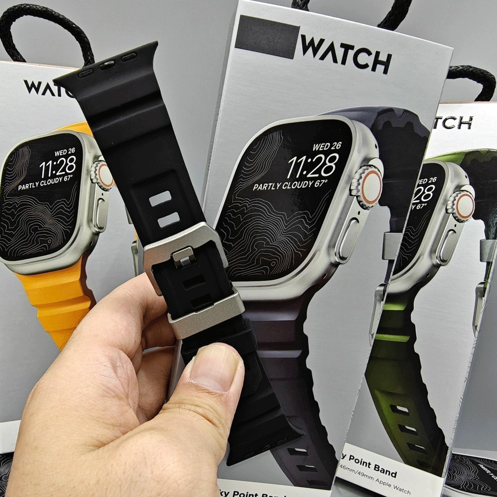 สายรัดซิลิโคนสำหรับ Apple Watch Ultra3/2 11/10/9/8/1/2/3/4/5/6/7/SE iWatch 46 มม. 49 มม. 45 มม. 42 มม.