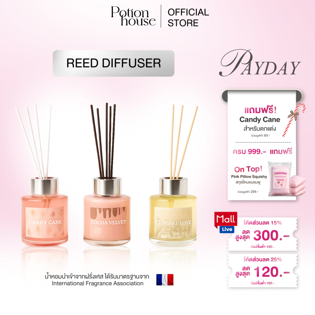 [มาใหม่! ก้านหอม] NEW IN! ก้านไม้หอม โพชั่นเฮ้าส์ Potion House Reed Diffuser 3 กลิ่น X'Mas Limited