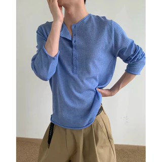 LAYNE KNIT HENLEY เสื้อไหมพรมถักบางแขนยาว A2
