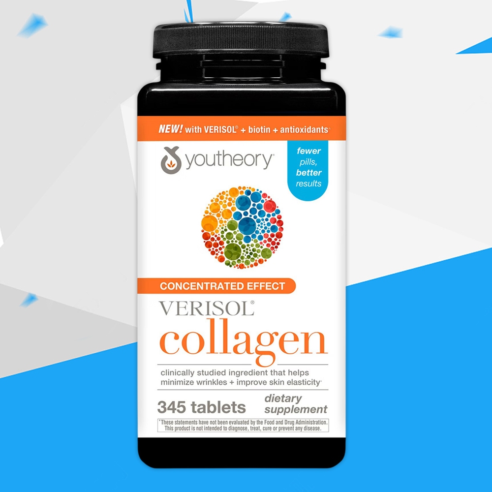 (Exp.10/2027)Youtheory Collagen 345 Tablets Youtheory Concentrated Effect Verisol Collagen with Biotin 345 Tablets