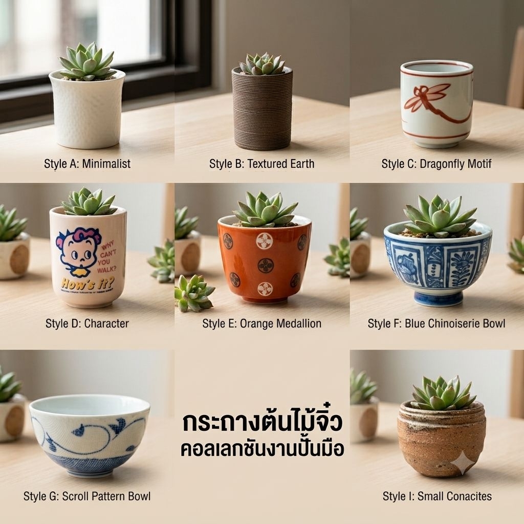 (3)กระถางเซรามิค กระถางต้นไม้ กระถางบอนไซ มาใหม่ stock U