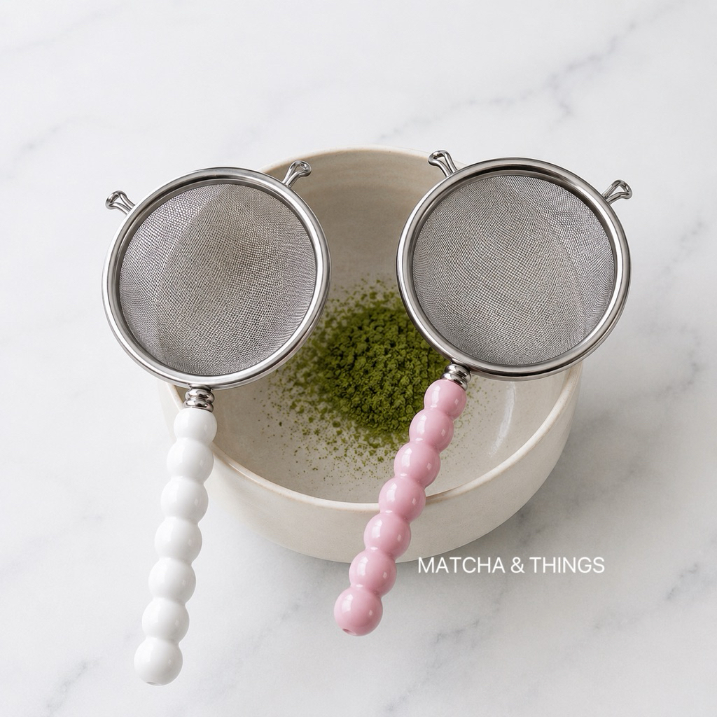 ที่ร่อนมัทฉะสแตนเลส 80 Mesh ด้ามลูกปัด สีพาสเทล | Matcha Sifter by Matcha & Things Pastel Color