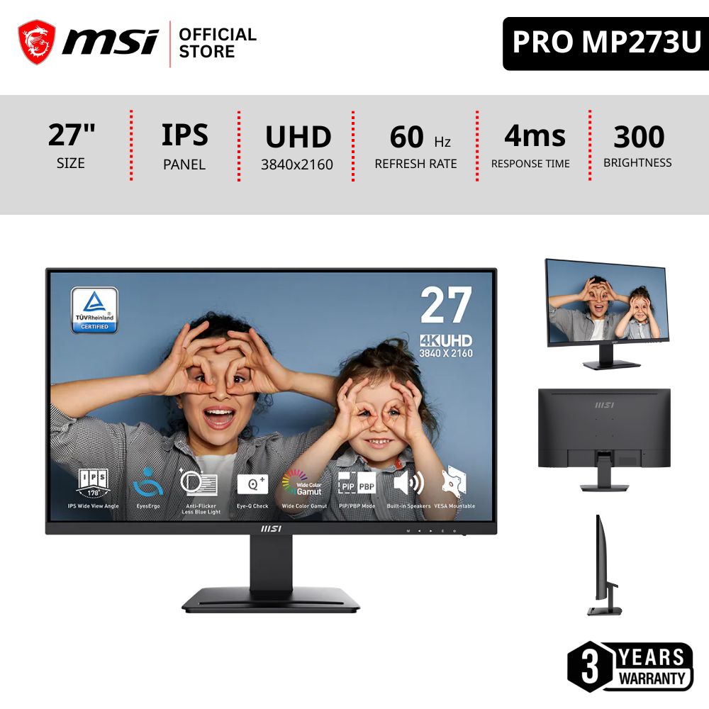 [Pre-Order] MSI PRO MP273U จอ 27" UHD 60Hz Flat Monitor จอคอมพิวเตอร์