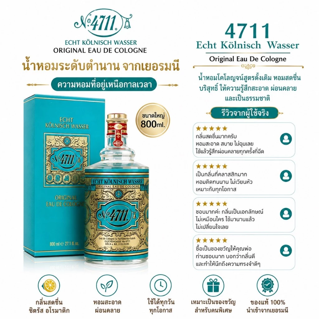 ❤️ไม่แท้คืนเงิน❤️ 4711 Echt Kolnisch Wasser Original Eau De Cologne น้ำหอมโคโลญจน์