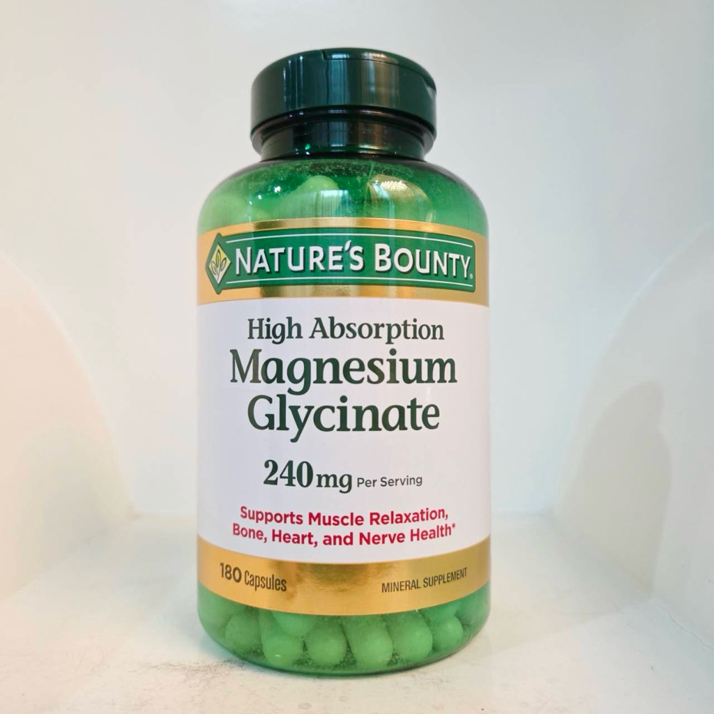 Nature's Bounty High Absorption Magnesium Glycinate บรรจุ 180 แคปซูล ผลิตภัณฑ์เสริมอาหาร แมกนีเซียมใ