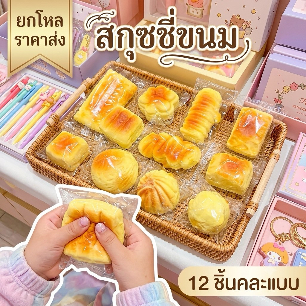 🌷สกุซชี่บีบมือ ขนมปังคละแบบ🌷มีราคาส่ง D060