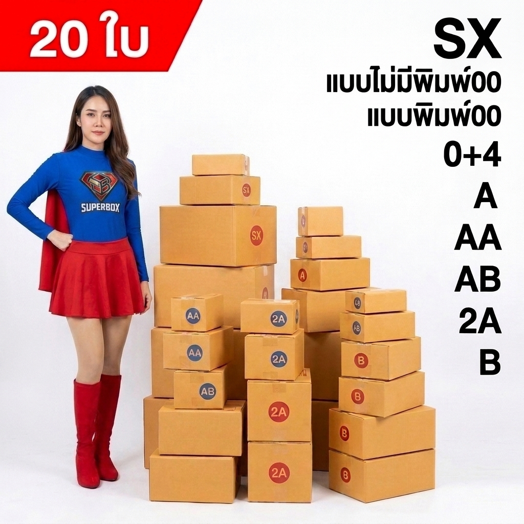 ถูกสุด!! กล่องพัสดุ หนา3ชั้น 20 ใบ แข็งแรง!! SX,00,0,0+4,A,AA,2A,B,Q กล่องไปรษณีย์ กล่องพัสดุฝาชน