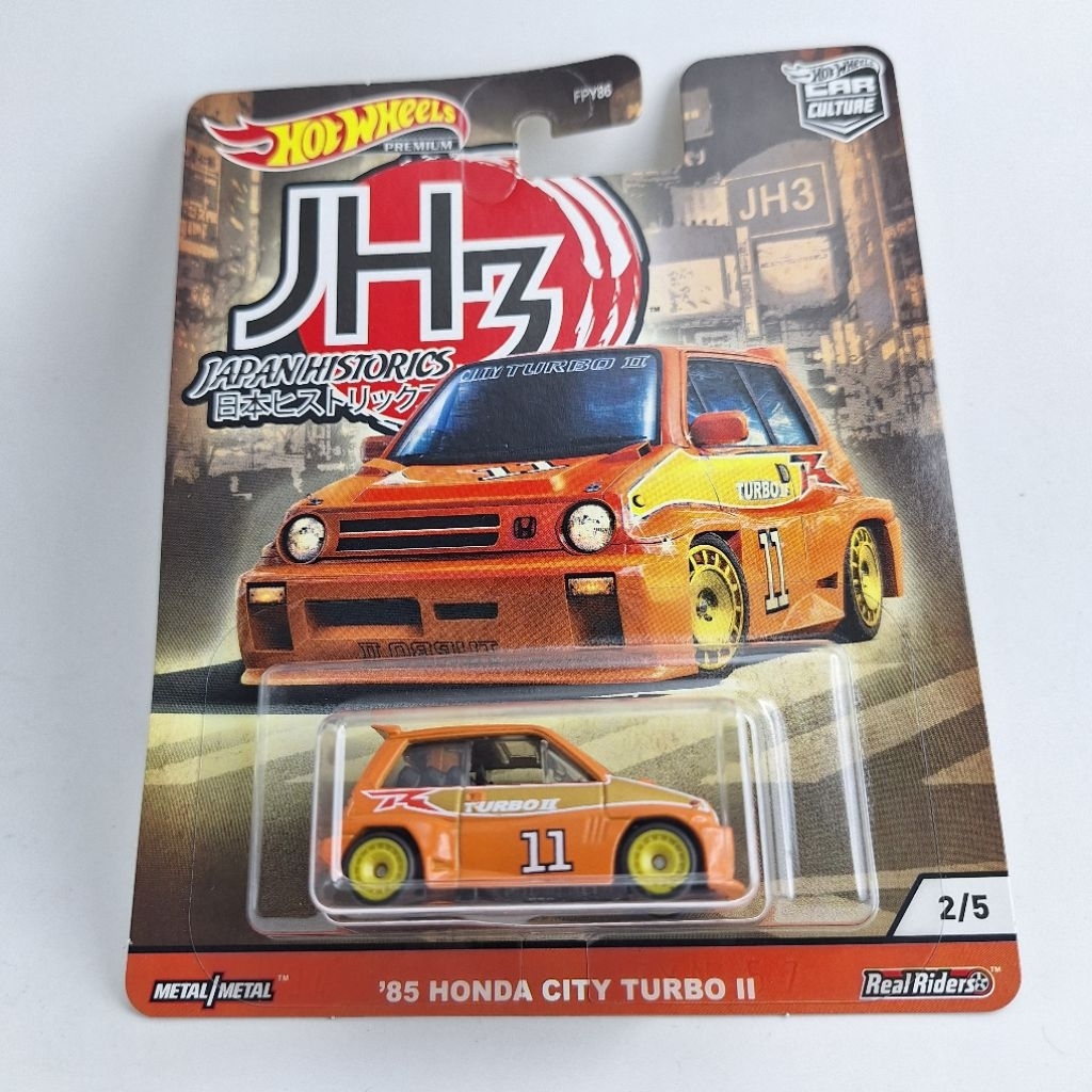 รถเหล็ก Hotwheels premium 85 HONDA CITY TURBO II JH3 2/5 ล้อยาง (PB02)