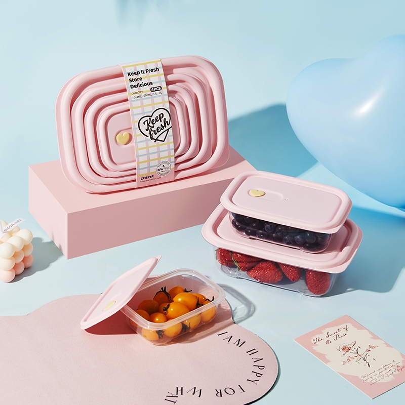 Homey Hub กล่องเก็บของในตู้เย็น ช่องแช่แข็ง ทรงสี่เหลี่ยม ปิดผนึกแบบหนา โปร่งใส พลาสติก กล่องเบนโตะใส่ผลไม้ เกรดสำหรับใช้ในครัว