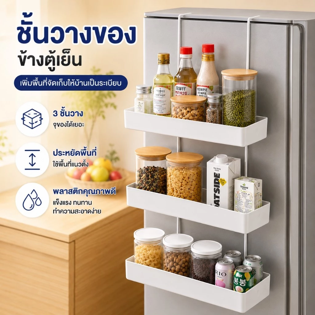 HHsociety ชั้นวางของ ชั้น ผลิตจากพลาสติก โครงเหล็ก แข็งแรง 3 ชั้น