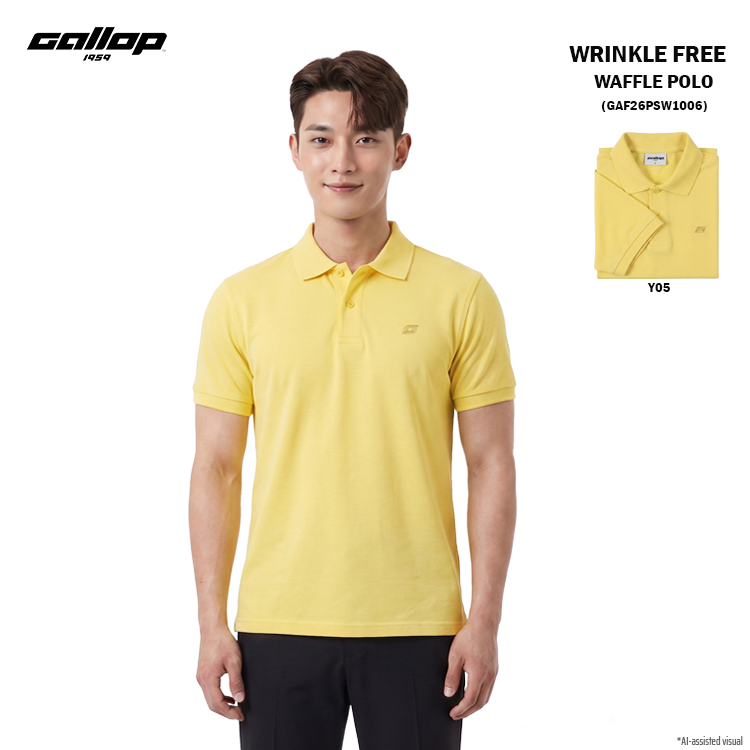 GALLOP Men’s Wrinkle Free Waffle Polo เสื้อโปโลวาฟเฟิล ทรง Regular Fit (GAF26PSW1006-Y05)