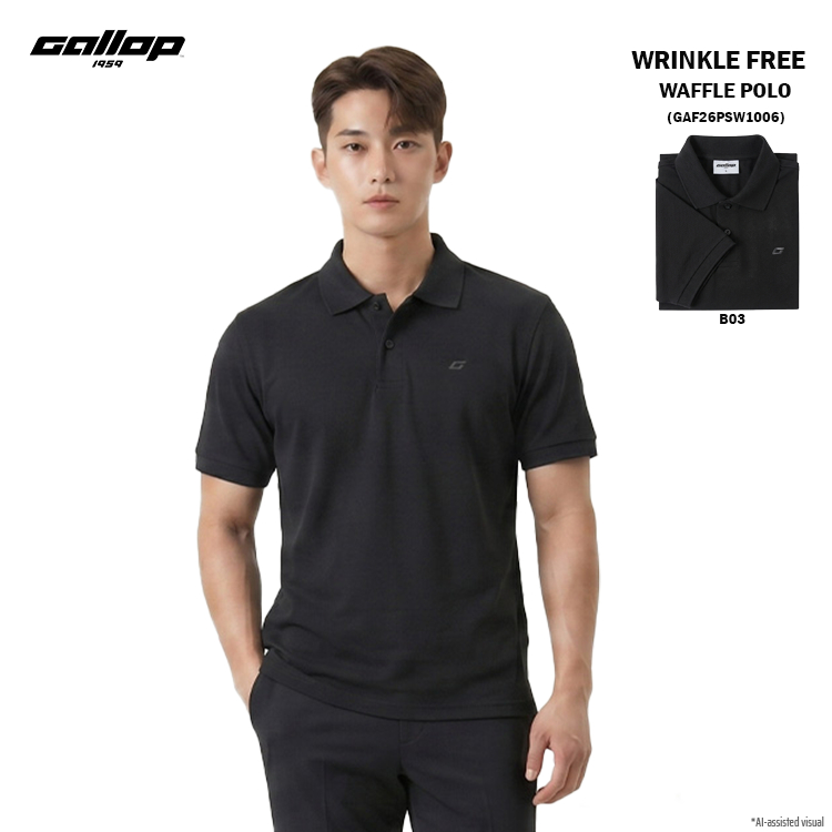 GALLOP Men’s Wrinkle Free Waffle Polo เสื้อโปโลวาฟเฟิล ทรง Regular Fit (GAF26PSW1006-B03)