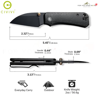 มีดพับ CIVIVI Baby Banter EDC ใบมีด Nitro-V 2.3 นิ้ว ด้าม G10 / Micarta Nested Liner Lock Thumb Stud