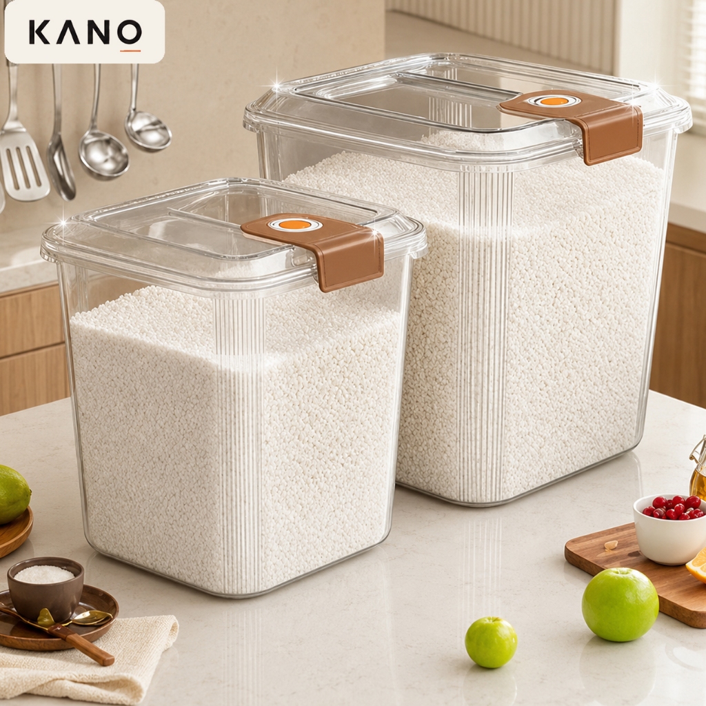KANO ถังใส่ข้าวสาร 50กก กล่องเก็บข้าวสาร ถังข้าวรุ่นอัปเกรด ป้องกันแมลง-ความชื้น ล้อลดเสียงรบกวน