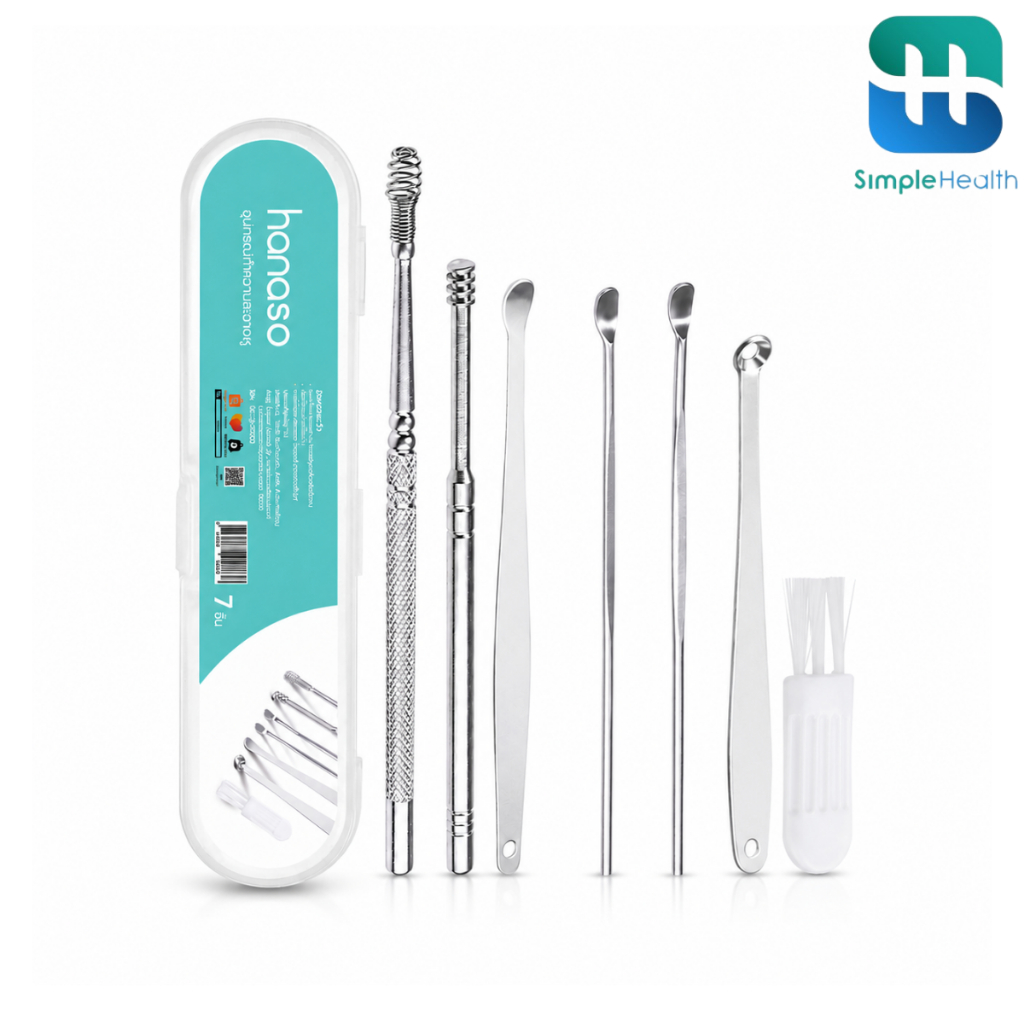Simple Healthcare ที่แคะหู ไม้แคะหู Ear pick สแตนเลสมืออาชีพ ขนาดพกพาได้ ใช้งานง่าย 7 ชิ้น