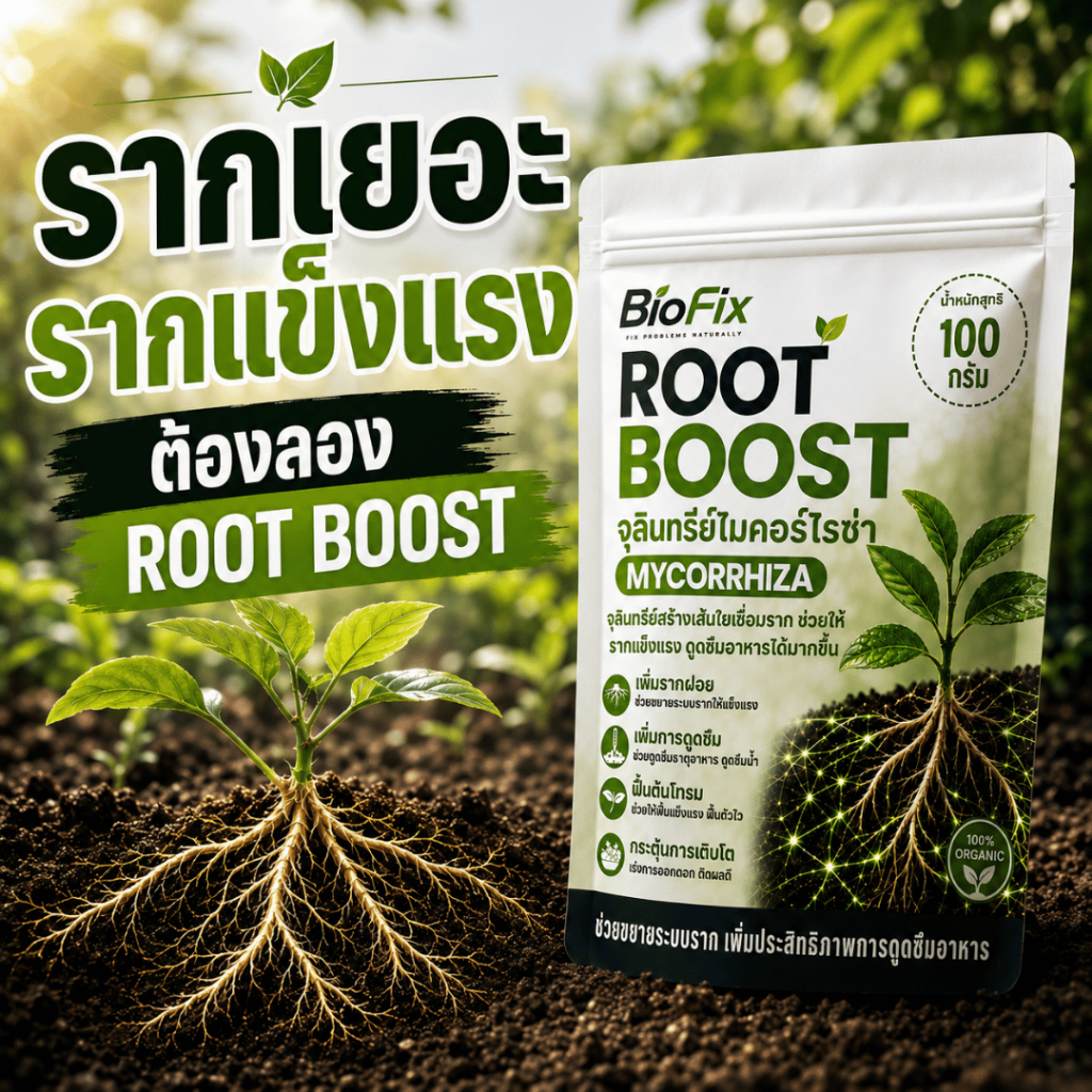 BioFix Root Boost ไมคอร์ไรซา 100 กรัม เชื้อราไมคอร์ไรซา เร่งราก เพิ่มความแข็งแรงราก พืชโตไว เร่งผล ป้องกันโรคพืช
