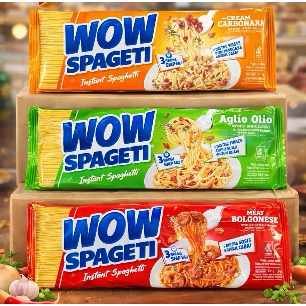 Wow Pasta spaghetti ว้าวพาสต้าสปาเกตตี้[2ชิ้น] ขนาด 76 กรัม มี 3 รสชาติให้เลือก มีฮาลาล
