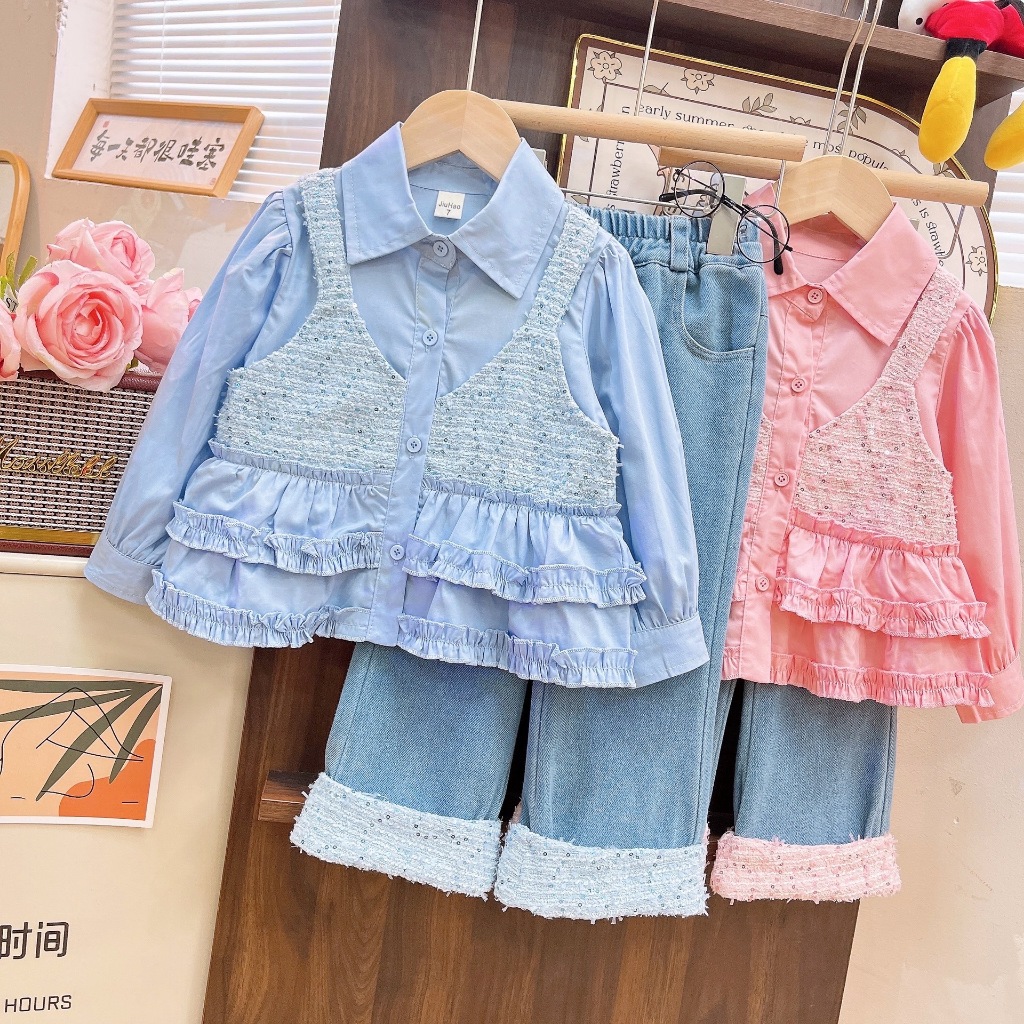 B623 ชุดเซ็ทเด็กเสื้อแขนยาว+กางเกงขายาว