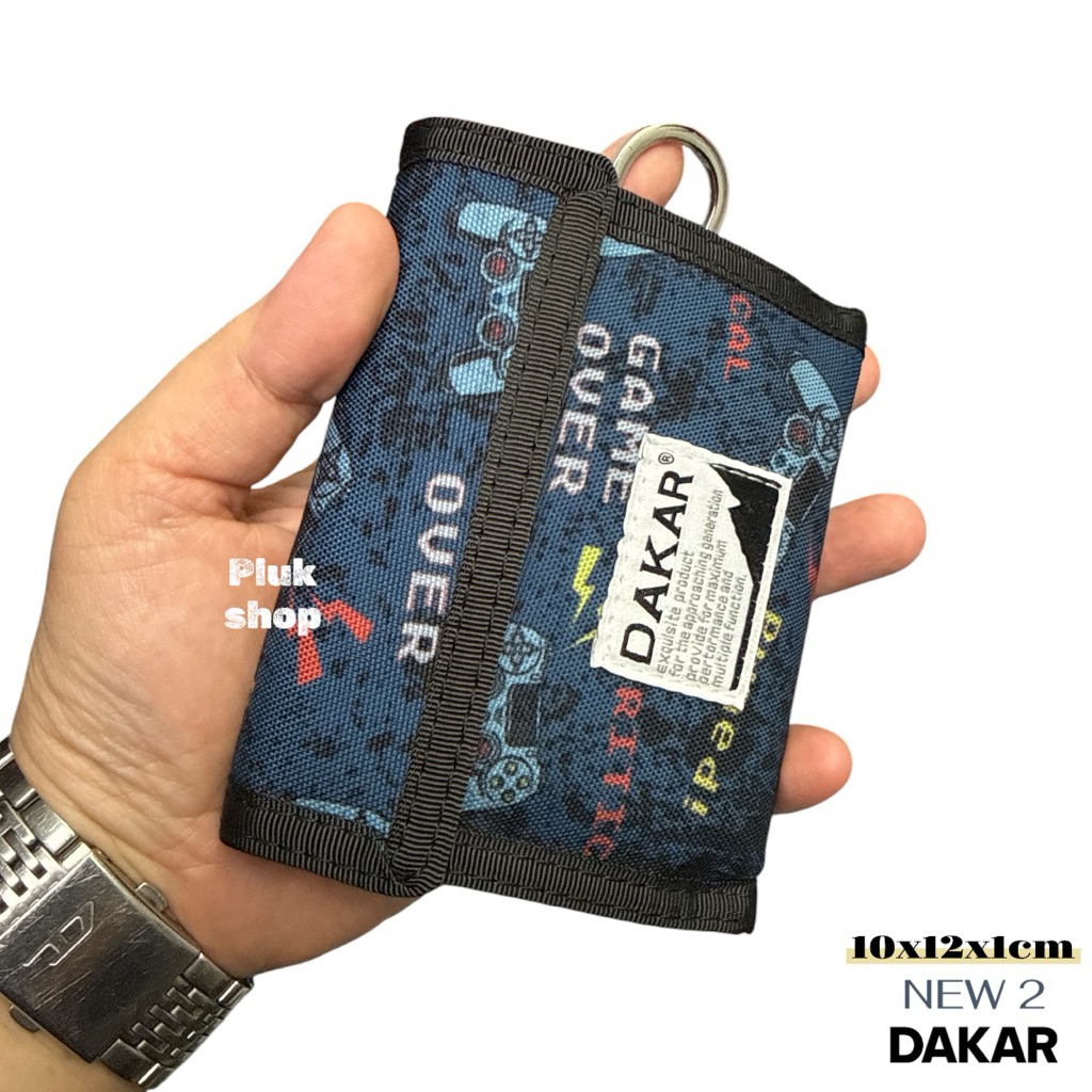 กระเป๋าสตางค์ผ้า 3 พับ DAKAR แท้ ผ้าไนลอน ผ้า 2ชั้น มีหลายลาย ขนาด 10x12x1cm สวย เบา ทนทาน