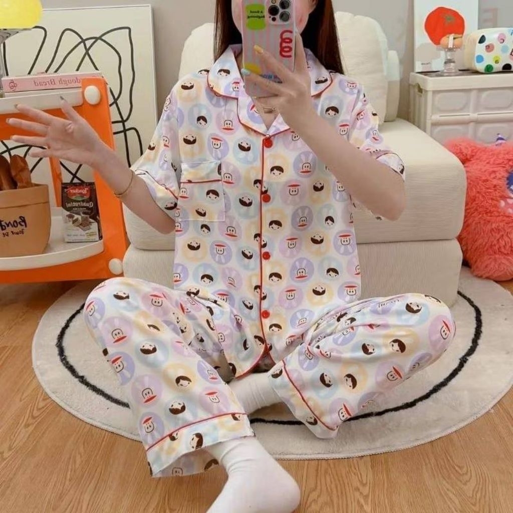 🔥พร้อมส่ง ชุดนอนป้ายy ไหมเกาหลี Y Factory อก 43