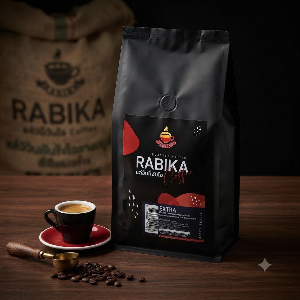 เมล็ดกาแฟคั่ว Rabika เอ็กซ์ตร้า คั่วเข้ม บรรจุ 500 กรัม