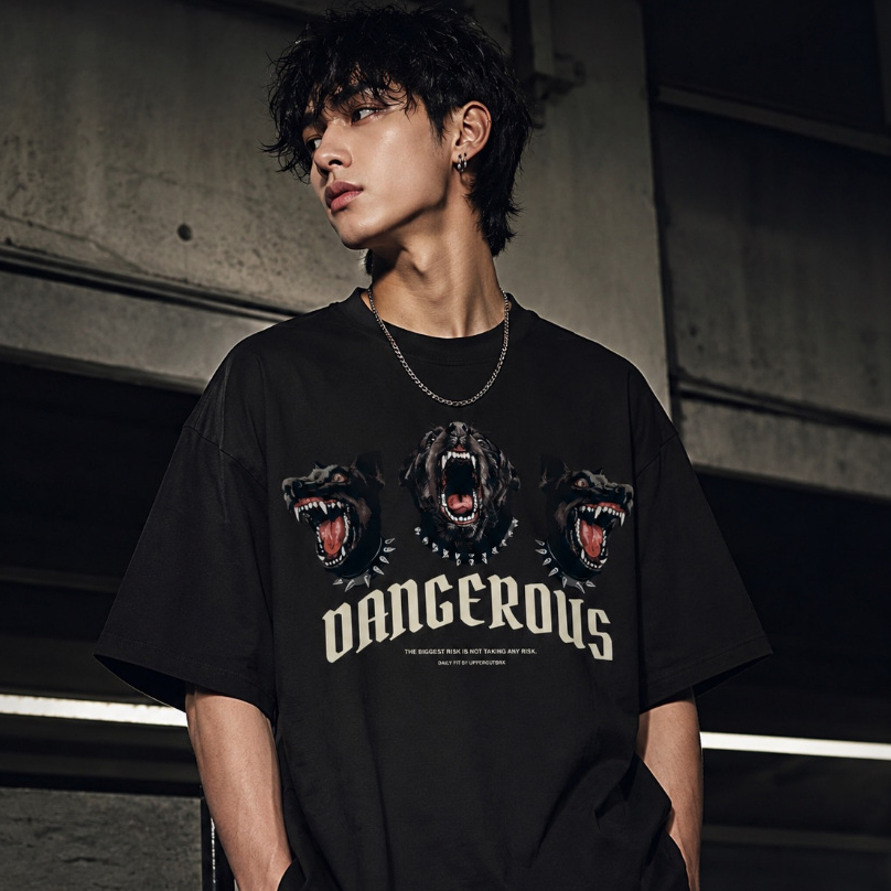เสื้อยืด Streetwear Oversize ผู้ชาย สกรีนลาย U-026"มีเก็บเงินปลายทาง"