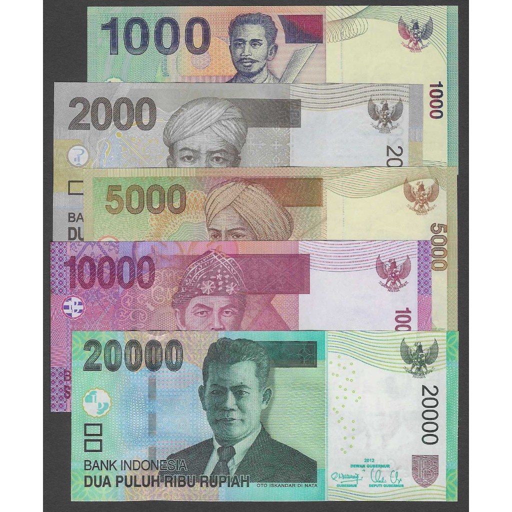 ชุด 5 ใบ อินโดนีเซีย INDONESIA รุ่นเก่า ปี 2000-2012 P-OLDSET สภาพใหม่เอี่ยม ไม่ผ่านใช้ สำหรับสะสม