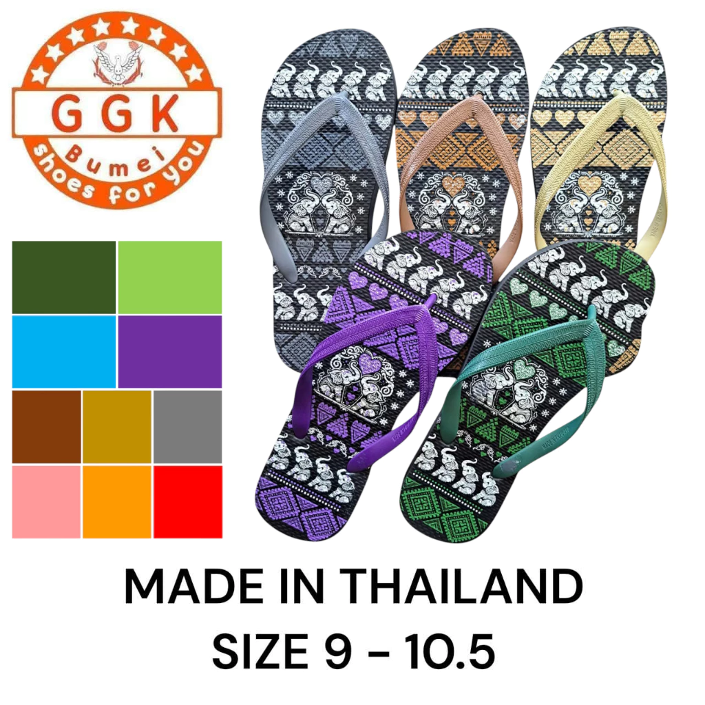 รองเท้าแตะ รองเท้าหูหนีบผู้หญิง #ลายช้าง Size 9-10.5